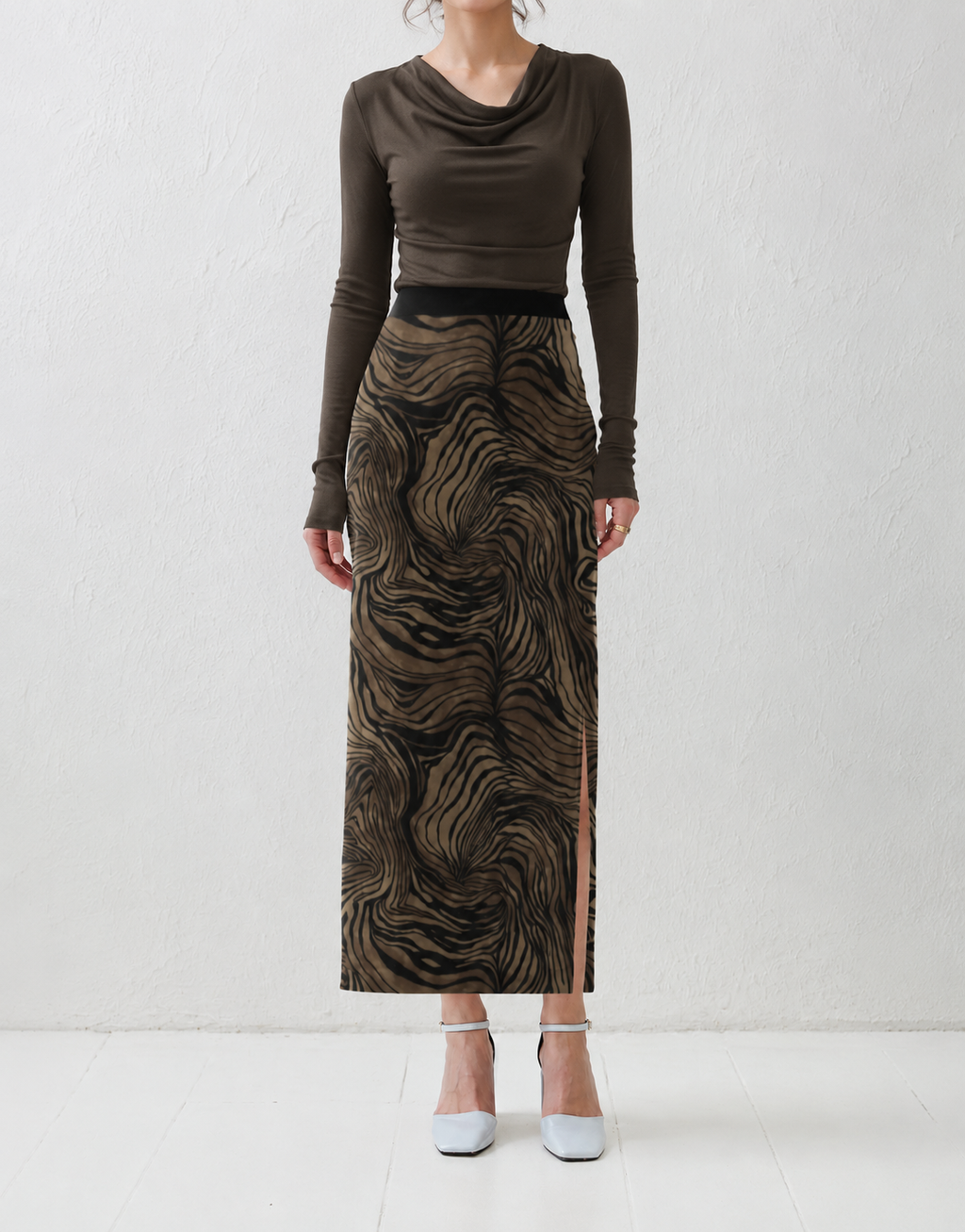Mocha Swirl Pencil Skirt